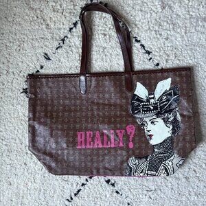 Jessica Kagan Cushman JKC Studio coated canvas tote bag "Really?"
